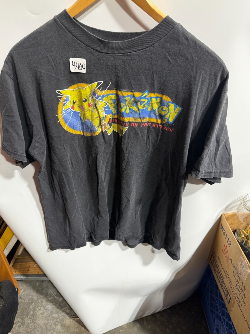 #4404-Pokemon Pikachu Logo Short Sleeve Tee - Black